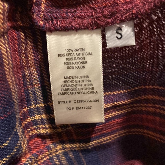 Anthropologie Cloth and Stone Homestead Plaid Off The Shoulder Top - Picture 12 of 14